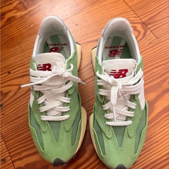 New Balance Shoes - New Balance Green and White Retro Runner Sneakers